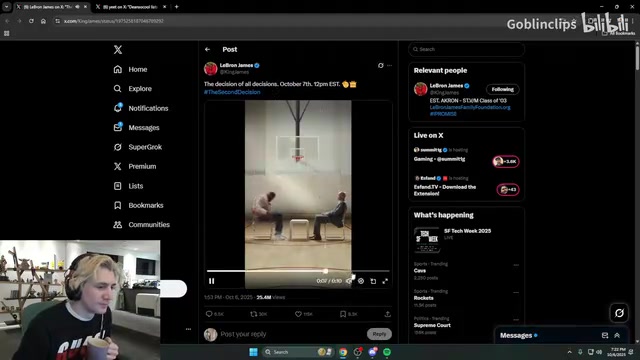 太搞了全球顶流网红XQC看詹姆斯预热决定2又去克利夫兰了